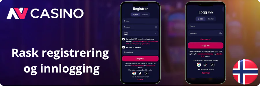 Rask registrering og innlogging NV Casino